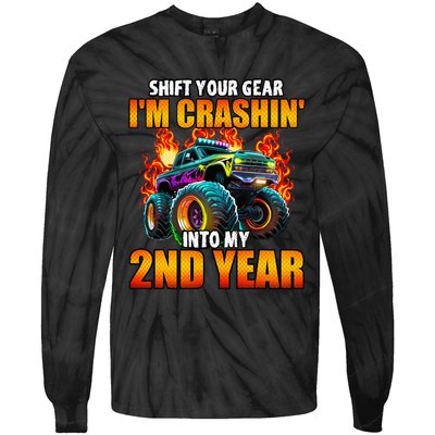 2nd Monster Truck Birthday Party Birthday Tie-Dye Long Sleeve Shirt