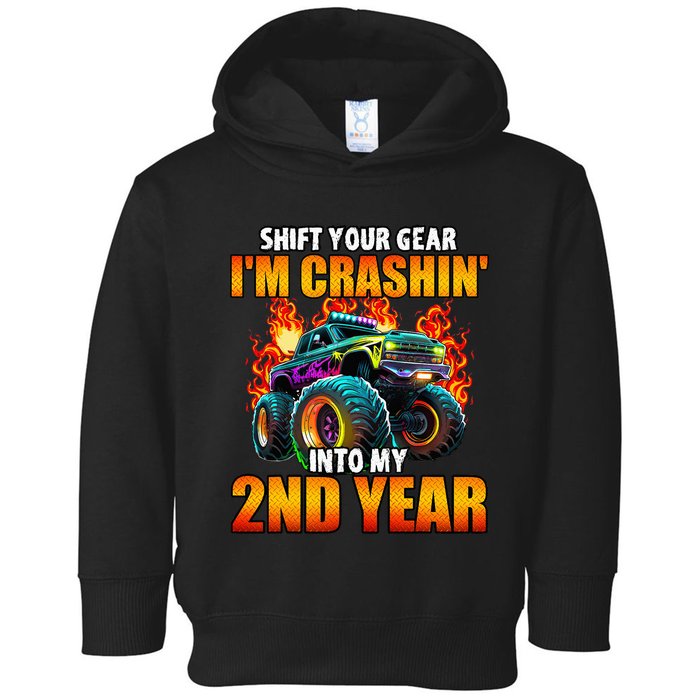 2nd Monster Truck Birthday Party Birthday Toddler Hoodie