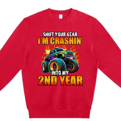 2nd Monster Truck Birthday Party Birthday Premium Crewneck Sweatshirt