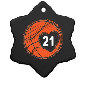 #21 Number 21 Gift Basketball Graphic Saying Ball Bball Cute Funny Gift Ceramic Star Ornament