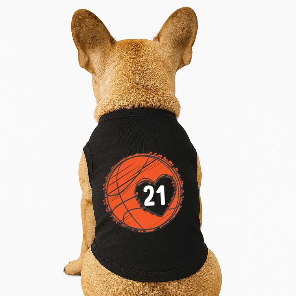 #21 Number 21 Basketball Graphic Saying Ball Bball Cute Gift Doggie Tank