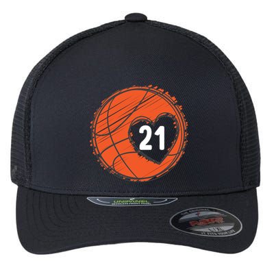 #21 Number 21 Basketball Graphic Saying Ball Bball Cute Gift Flexfit Unipanel Trucker Cap