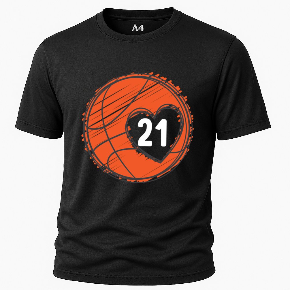 #21 Number 21 Basketball Graphic Saying Ball Bball Cute Gift Cooling Performance Crew T-Shirt