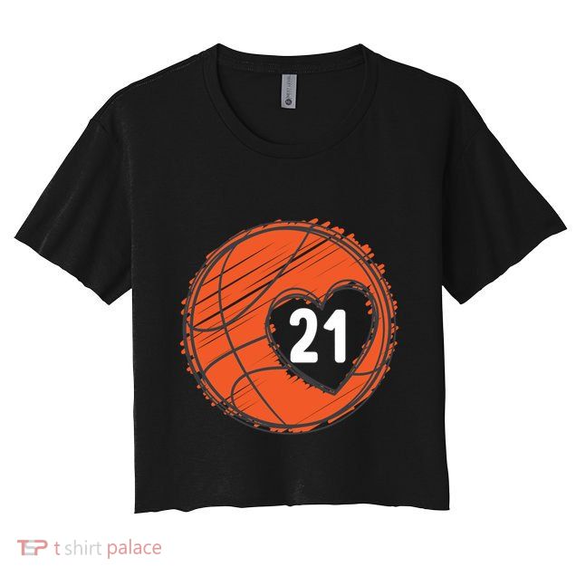 #21 Number 21 Basketball Graphic Saying Ball Bball Cute Gift Crop Top