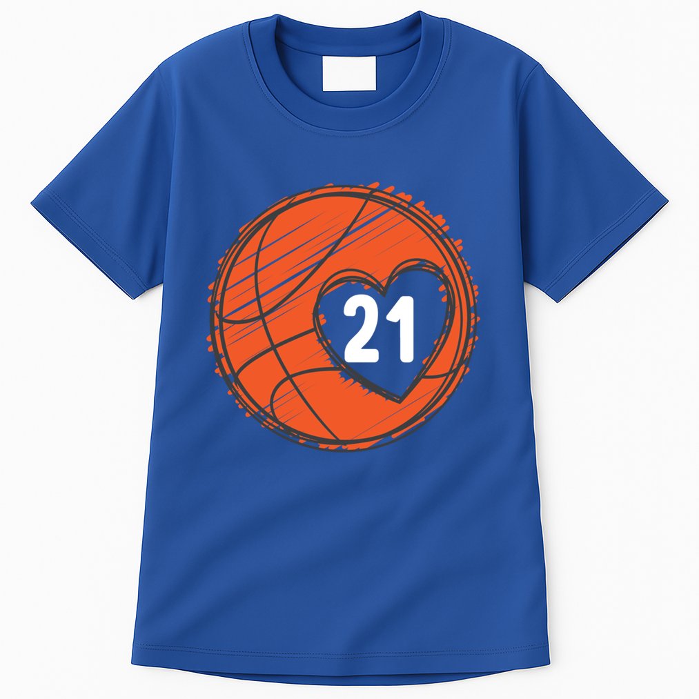 #21 Number 21 Basketball Graphic Saying Ball Bball Cute Gift Tall T-Shirt