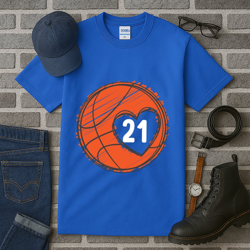 #21 Number 21 Basketball Graphic Saying Ball Bball Cute Gift Tall T-Shirt