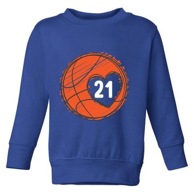 #21 Number 21 Basketball Graphic Saying Ball Bball Cute Gift Toddler Sweatshirt