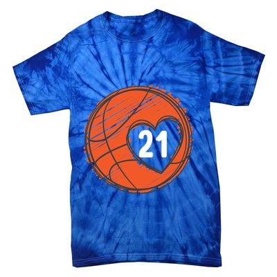 #21 Number 21 Basketball Graphic Saying Ball Bball Cute Gift Tie-Dye T-Shirt