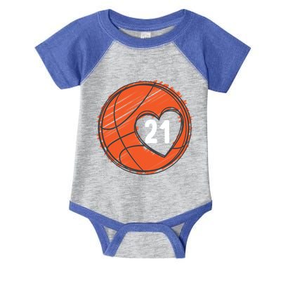 #21 Number 21 Basketball Graphic Saying Ball Bball Cute Gift Infant Baby Jersey Bodysuit