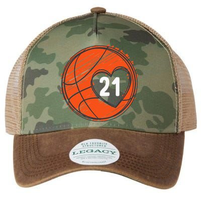 21 Number 21 Basketball Graphic Saying Ball Bball Cute Legacy Tie Dye Trucker Hat