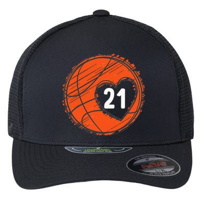 21 Number 21 Basketball Graphic Saying Ball Bball Cute Flexfit Unipanel Trucker Cap