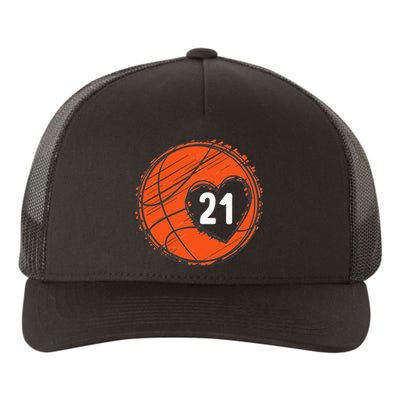 21 Number 21 Basketball Graphic Saying Ball Bball Cute Yupoong Adult 5-Panel Trucker Hat