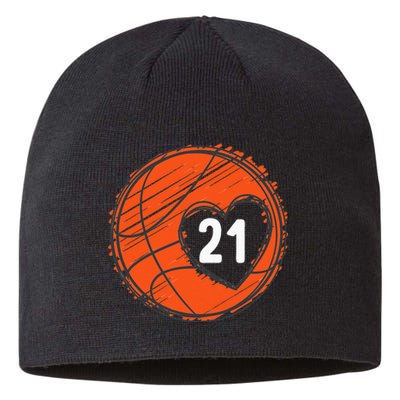 21 Number 21 Basketball Graphic Saying Ball Bball Cute Sustainable Beanie