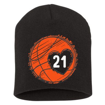 21 Number 21 Basketball Graphic Saying Ball Bball Cute Short Acrylic Beanie