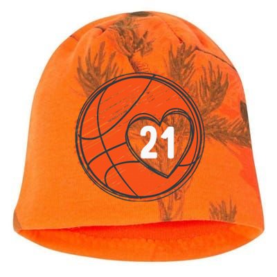 21 Number 21 Basketball Graphic Saying Ball Bball Cute Kati - Camo Knit Beanie