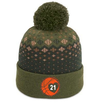 21 Number 21 Basketball Graphic Saying Ball Bball Cute The Baniff Cuffed Pom Beanie