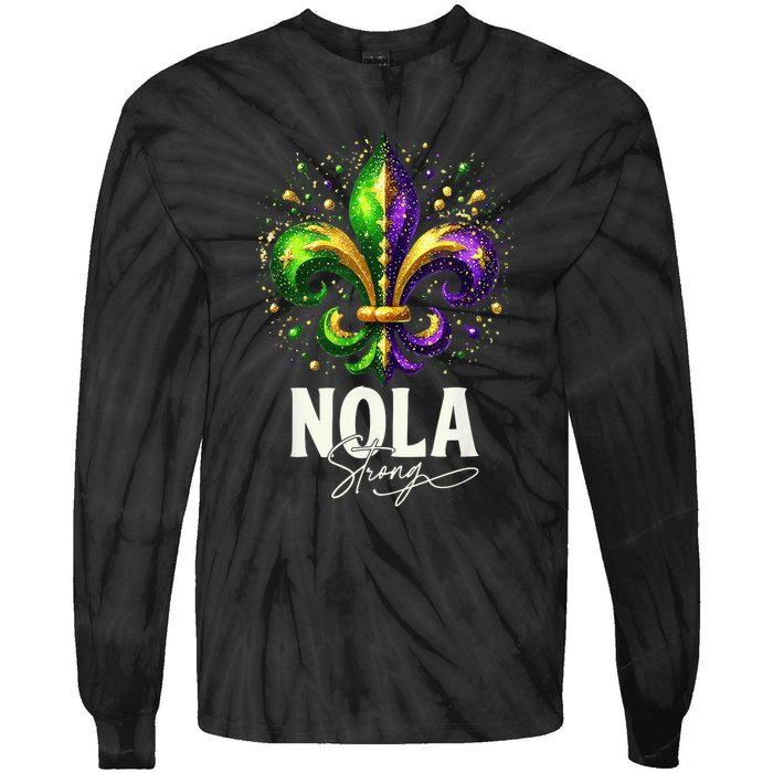 2025 Nola Always Never Forget New Orleans Strong Tie-Dye Long Sleeve Shirt