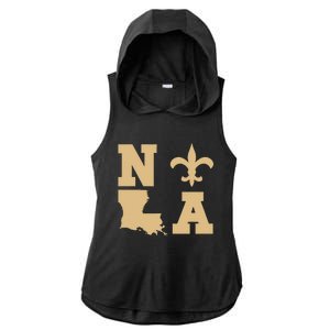 2025 Nola Always Never Forget New Orleans Strong Ladies PosiCharge Tri-Blend Wicking Draft Hoodie Tank