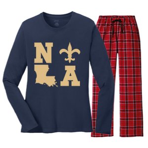 2025 Nola Always Never Forget New Orleans Strong Women's Long Sleeve Flannel Pajama Set 