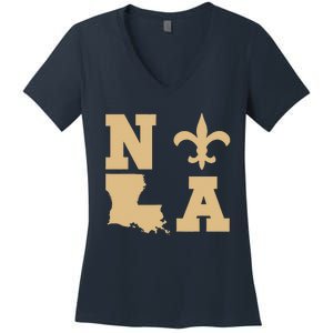 2025 Nola Always Never Forget New Orleans Strong Women's V-Neck T-Shirt