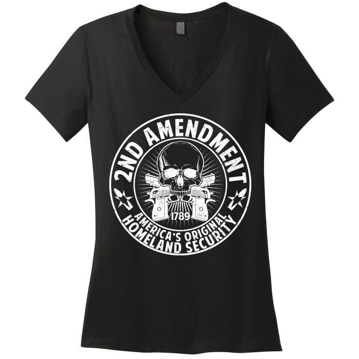 2nd Amendment America's Original Homeland Security Women's V-Neck T-Shirt
