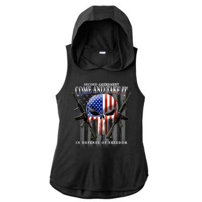 2nd Amendment Come And Take It In Defense Of Freedom Ladies PosiCharge Tri-Blend Wicking Draft Hoodie Tank