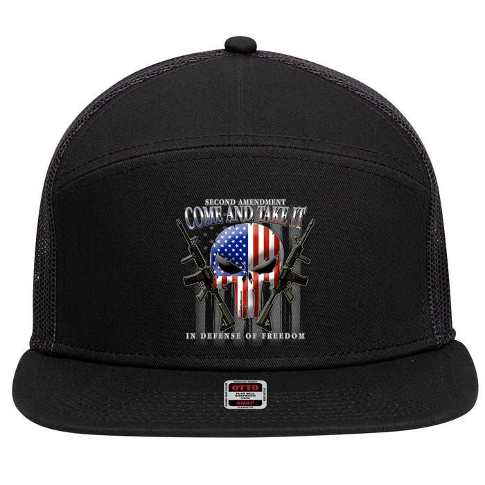 2nd Amendment Come And Take It In Defense Of Freedom 7 Panel Mesh Trucker Snapback Hat