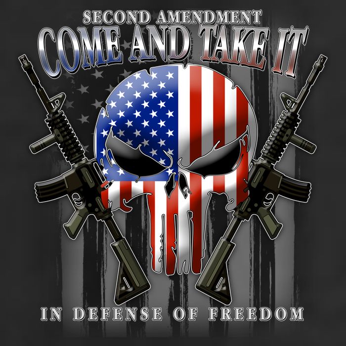 2nd Amendment Come And Take It In Defense Of Freedom 7 Panel Mesh Trucker Snapback Hat