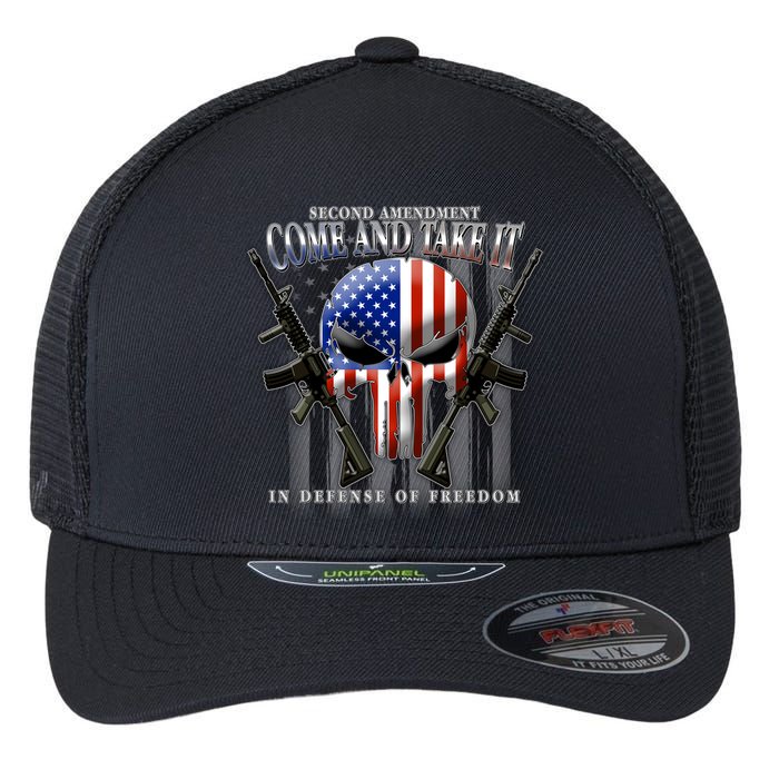 2nd Amendment Come And Take It In Defense Of Freedom Flexfit Unipanel Trucker Cap