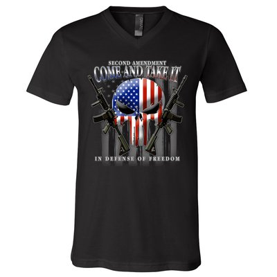 2nd Amendment Come And Take It In Defense Of Freedom V-Neck T-Shirt