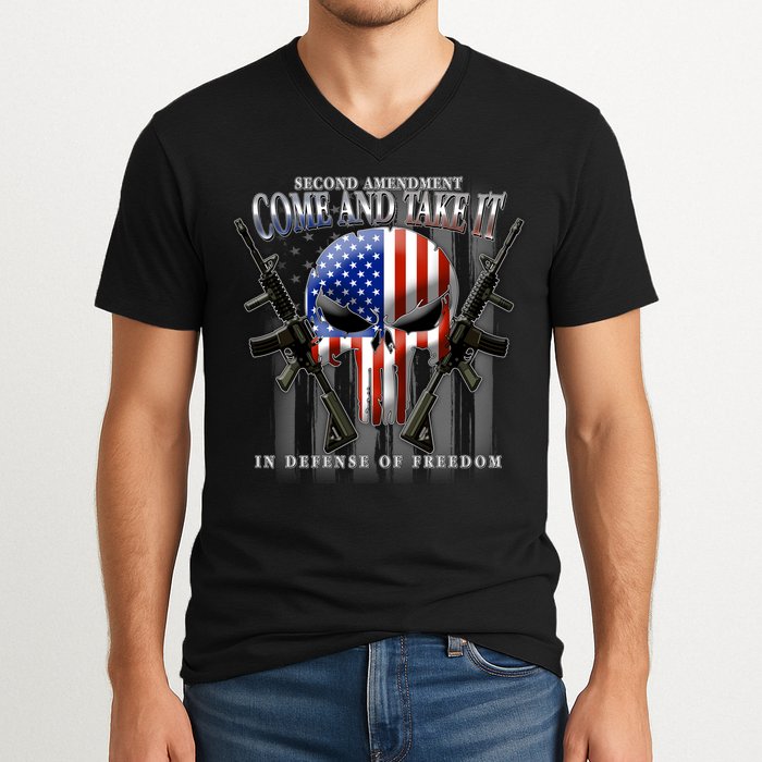 2nd Amendment Come And Take It In Defense Of Freedom V-Neck T-Shirt