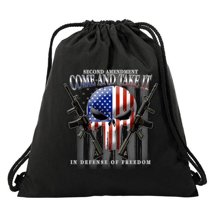 2nd Amendment Come And Take It In Defense Of Freedom Drawstring Bag