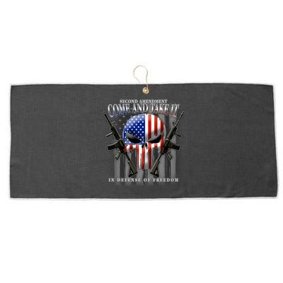 2nd Amendment Come And Take It In Defense Of Freedom Large Microfiber Waffle Golf Towel