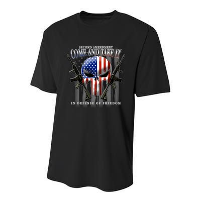 2nd Amendment Come And Take It In Defense Of Freedom Youth Performance Sprint T-Shirt