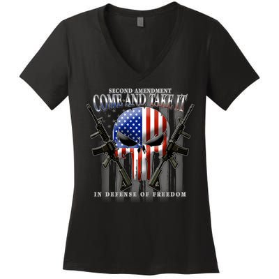 2nd Amendment Come And Take It In Defense Of Freedom Women's V-Neck T-Shirt