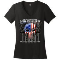 2nd Amendment Come And Take It In Defense Of Freedom Women's V-Neck T-Shirt