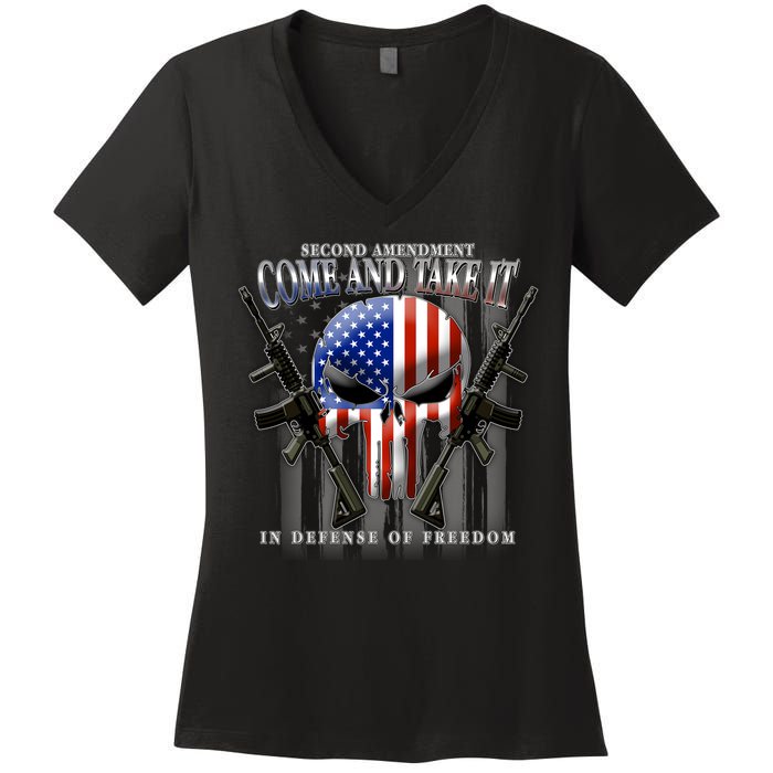 2nd Amendment Come And Take It In Defense Of Freedom Women's V-Neck T-Shirt