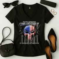 2nd Amendment Come And Take It In Defense Of Freedom Women's V-Neck T-Shirt