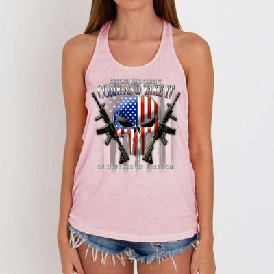 2nd Amendment Come And Take It In Defense Of Freedom Women's Knotted Racerback Tank