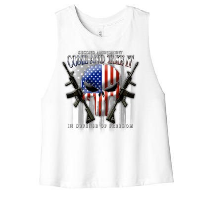 2nd Amendment Come And Take It In Defense Of Freedom Women's Racerback Cropped Tank