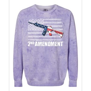 2nd Amendment Distressed American Flag Colorblast Crewneck Sweatshirt