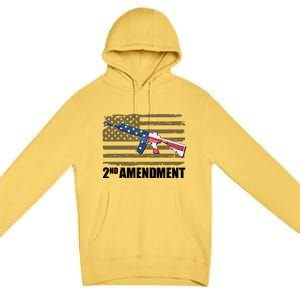 2nd Amendment Distressed American Flag Premium Pullover Hoodie