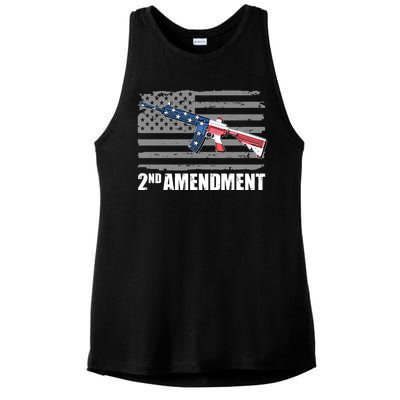 2nd Amendment Distressed American Flag Ladies PosiCharge Tri-Blend Wicking Tank