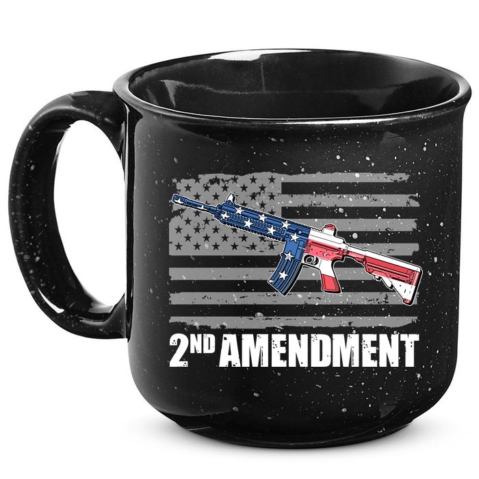 2nd Amendment Distressed American Flag 15oz Campfire Ceramic Mug