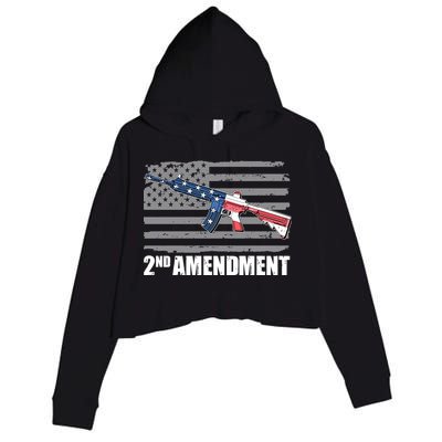 2nd Amendment Distressed American Flag Crop Fleece Hoodie