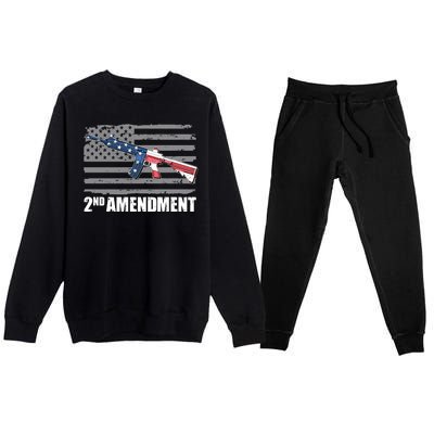 2nd Amendment Distressed American Flag Premium Crewneck Sweatsuit Set