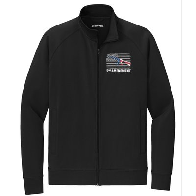 2nd Amendment Distressed American Flag Stretch Full-Zip Cadet Jacket