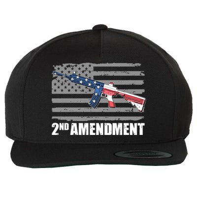 2nd Amendment Distressed American Flag Wool Snapback Cap