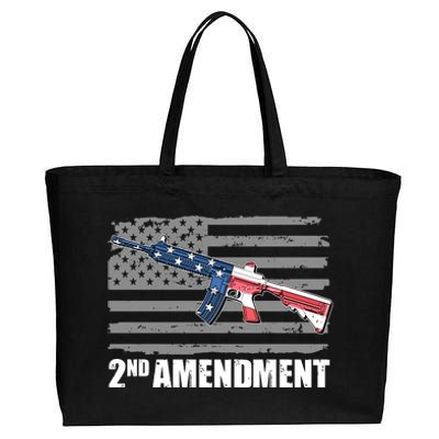 2nd Amendment Distressed American Flag Cotton Canvas Jumbo Tote