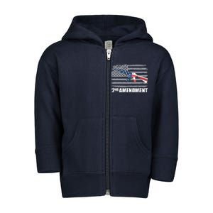 2nd Amendment Distressed American Flag Toddler Zip Fleece Hoodie